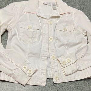 Liz Claiborne White Cropped Denim Jacket Women’s Medium Stretch Trucker
